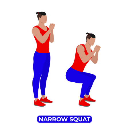 Man Doing Narrow Squat Exercise  Illustration