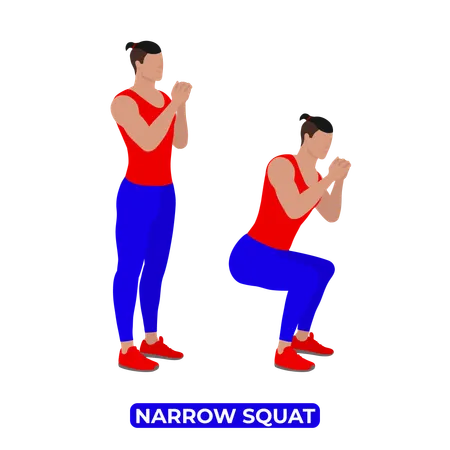 Man Doing Narrow Squat Exercise  Illustration