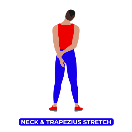 Man Doing Neck and Trapezius Stretch  Illustration