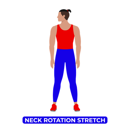 Man Doing Neck Rotation Stretch  Illustration