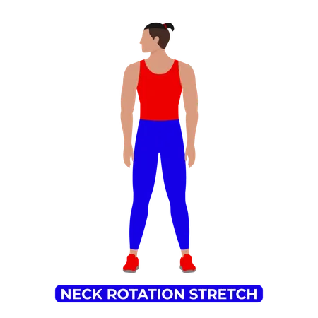 Man Doing Neck Rotation Stretch  Illustration