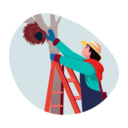 Man doing Nest protection  Illustration