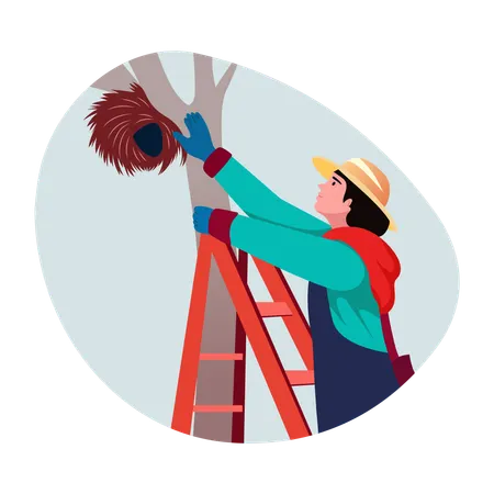 Man doing Nest protection  Illustration