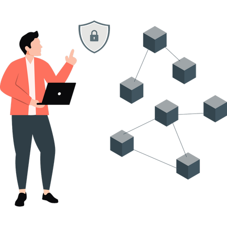 Man doing networking protection  Illustration