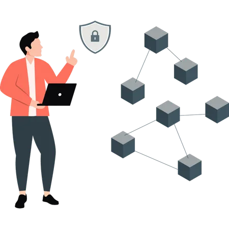 Man doing networking protection  Illustration