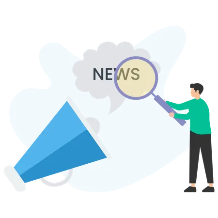 Man doing news verification  Illustration