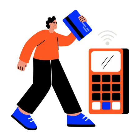 BFCの支払いをしている男性  イラスト