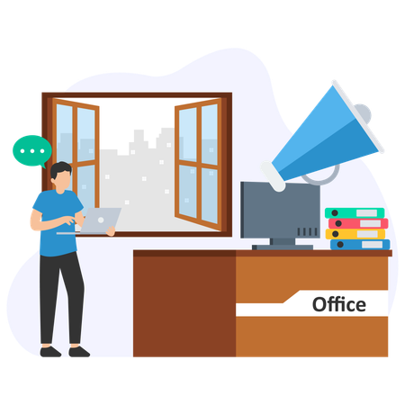 Man doing Office announcement  Illustration