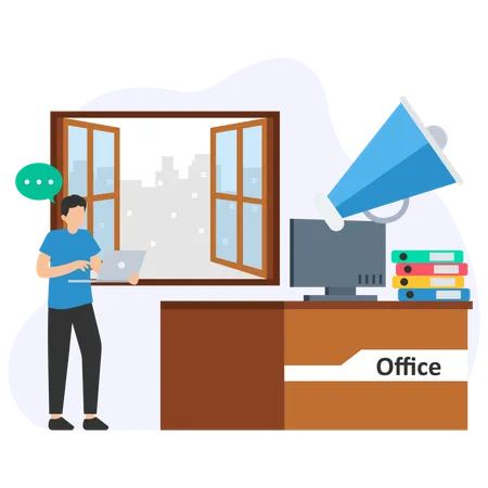 Man doing Office announcement  Illustration