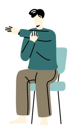 Man doing Office Exercise  イラスト