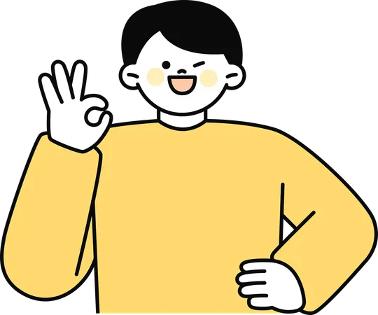 Man doing Okay hand gesture  Illustration