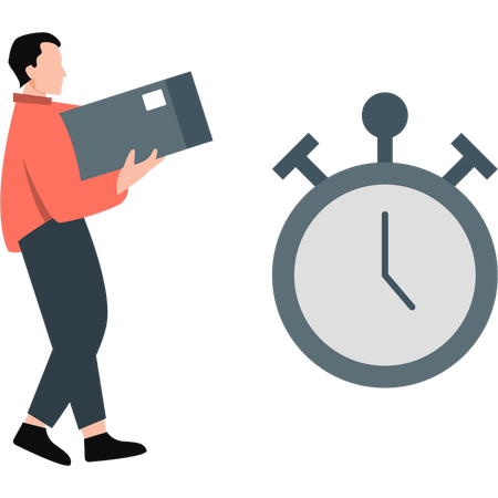 Man doing on time delivery  Illustration