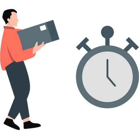 Man doing on time delivery  Illustration