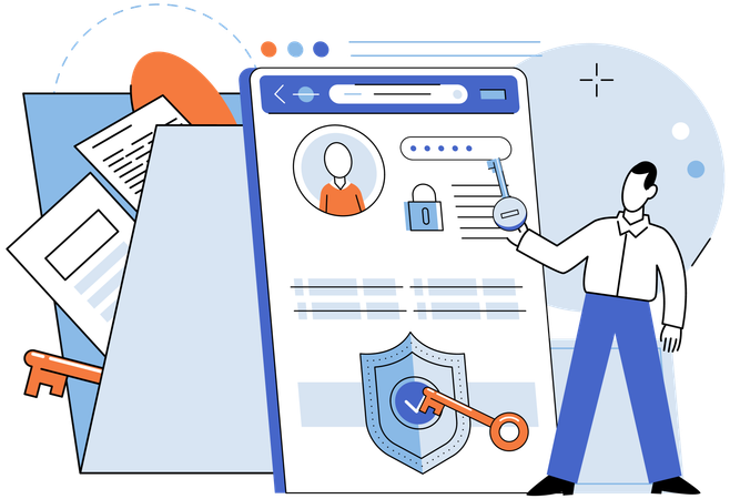 Man doing online account login  Illustration