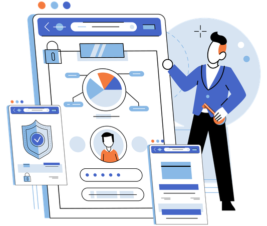 Man doing online account login  Illustration