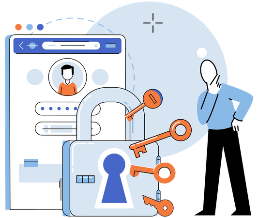 Man doing online account login  Illustration