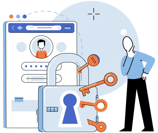 Man doing online account login  Illustration