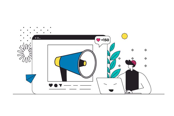 Man doing online advertisement  Illustration