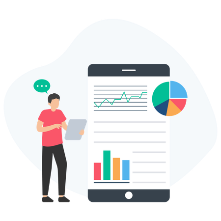 Man doing online Analytics Report  Illustration