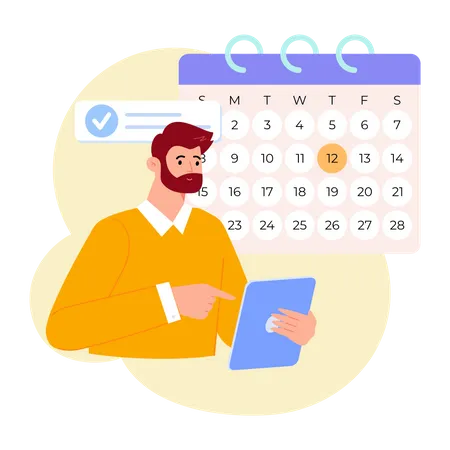 Man doing online appointment booking Illustration