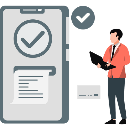 Man doing online bill done  Illustration