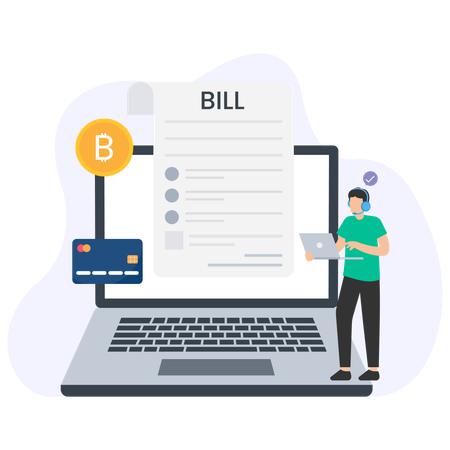 Man doing online bill payment  Illustration