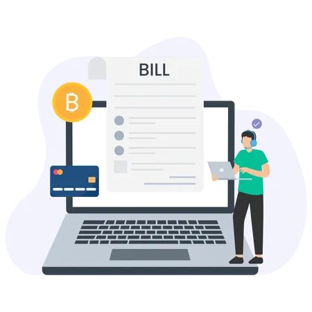 Man doing online bill payment  Illustration