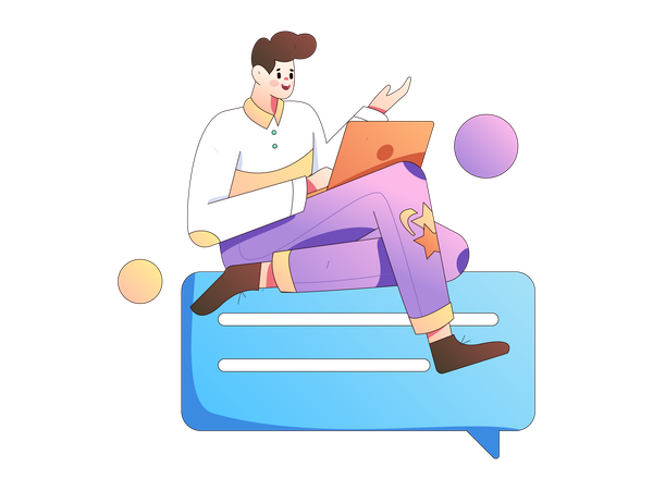 Man doing online business consultation  Illustration