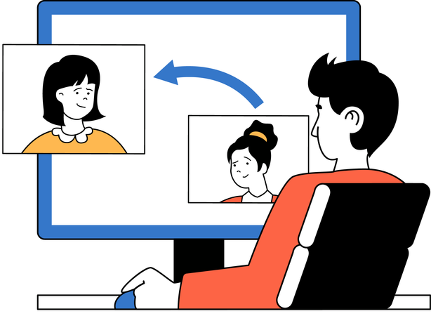 Man doing online business meeting  Illustration