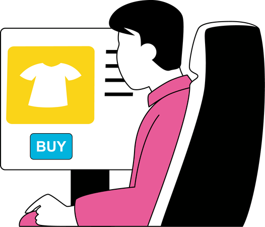 Man doing online buying cloth  Illustration