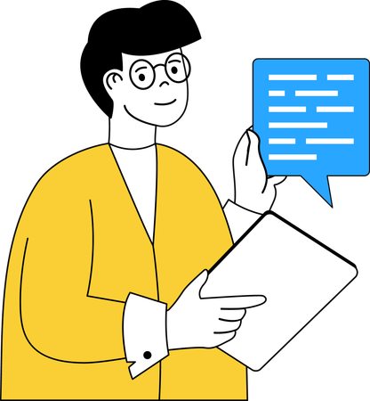 Man doing online chat  Illustration