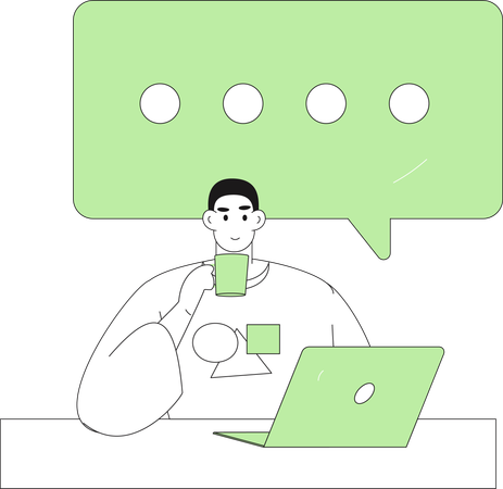 Man doing online chatting  Illustration