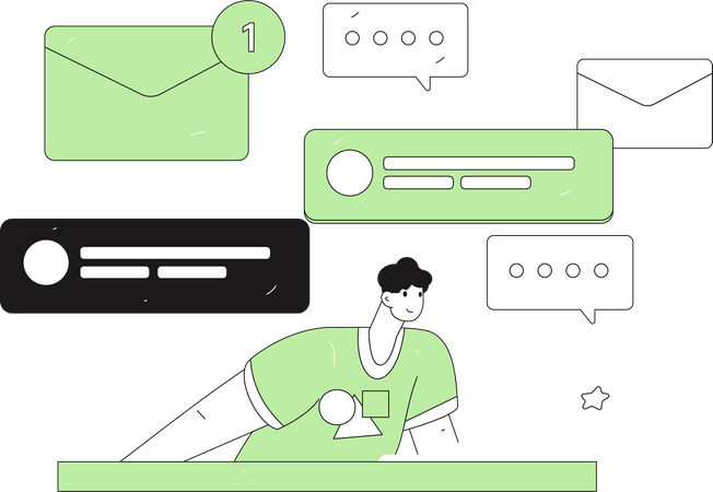 Man doing online chatting  Illustration