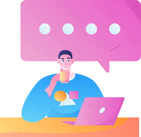 Man doing online chatting  Illustration