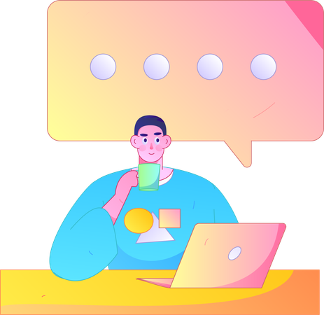 Man doing online chatting  Illustration