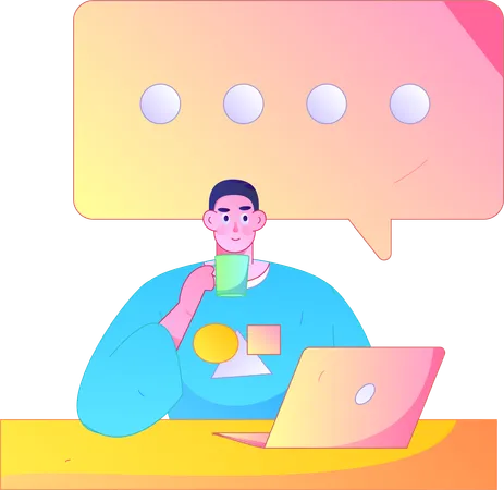 Man doing online chatting  Illustration