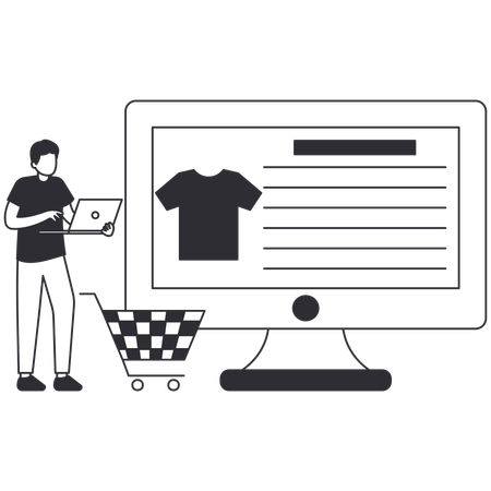 Man doing Online Clothe shopping  Illustration