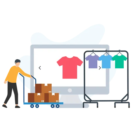 Man doing online clothes shopping  Illustration