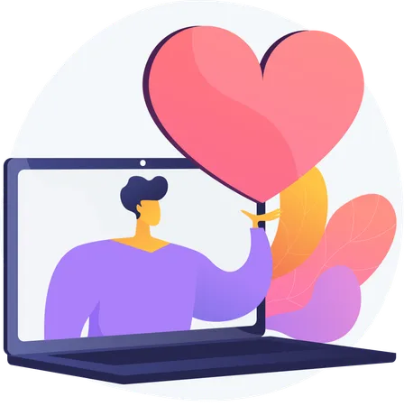 Man doing Online Dating  Illustration