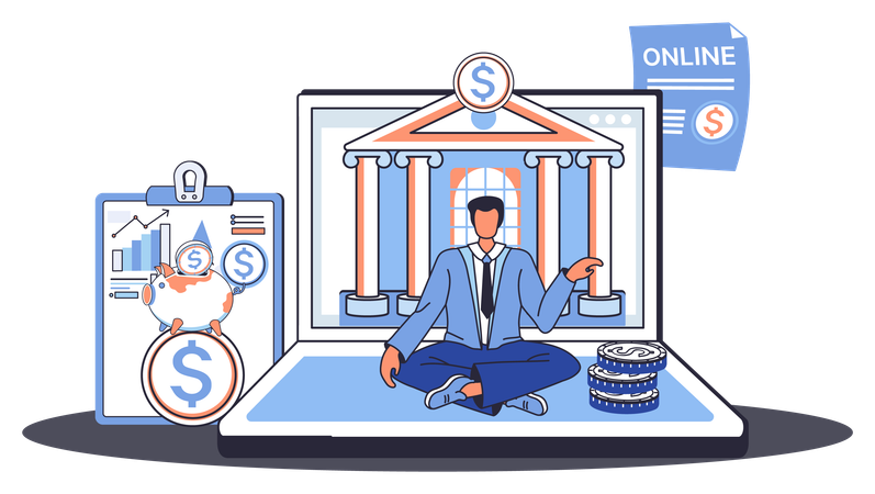 Man doing online digital transaction  Illustration
