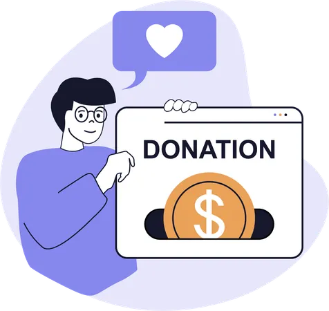 Man doing online donation  Illustration