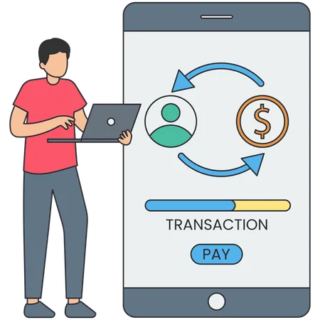 Man doing online financial transaction  Illustration