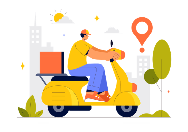 Man doing online food delivery  Illustration