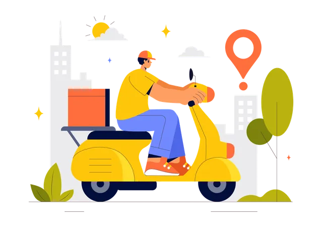 Man doing online food delivery  Illustration