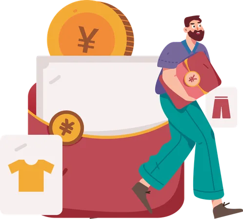 Man doing online gift shopping  Illustration