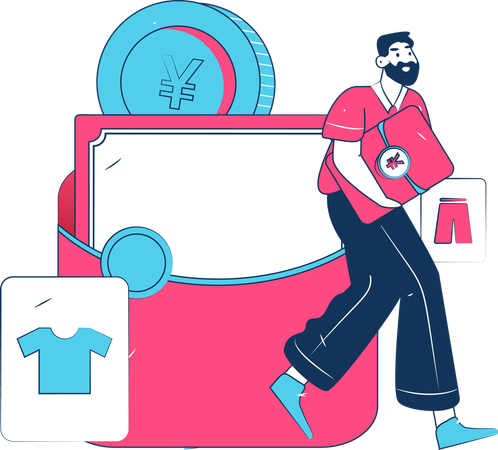 Man Doing Online Gift Shopping  Illustration