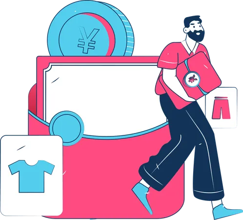 Man Doing Online Gift Shopping  Illustration