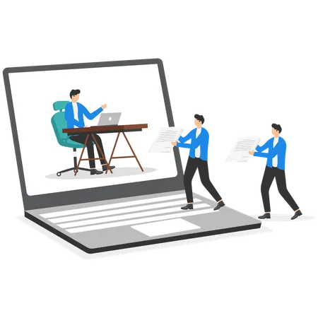 Man doing online hiring  Illustration