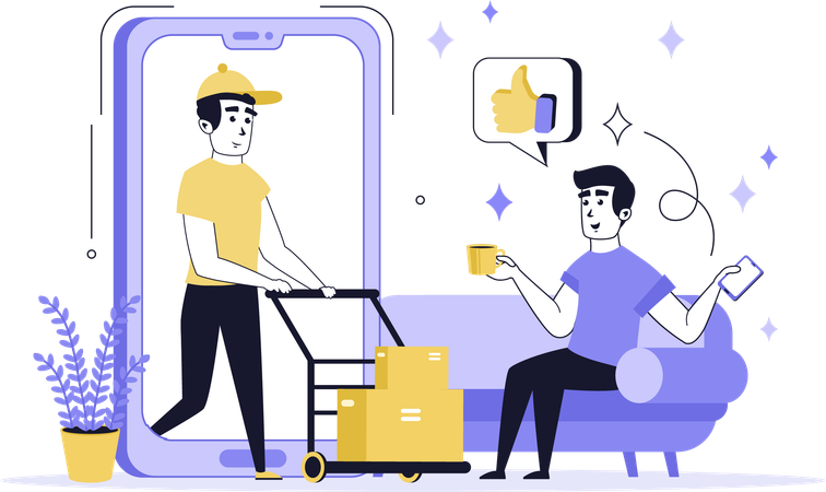 Man doing online home delivery  Illustration