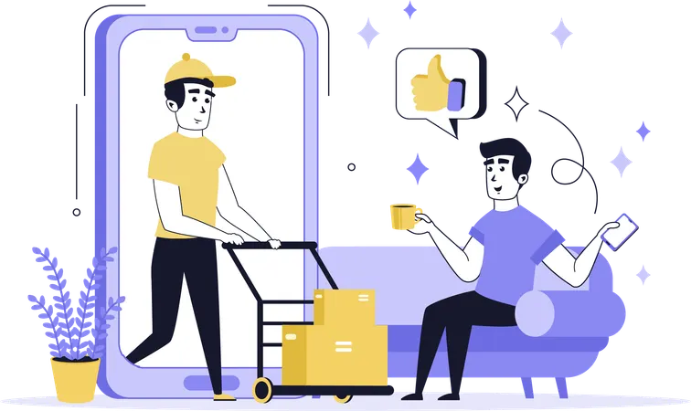 Man doing online home delivery  Illustration